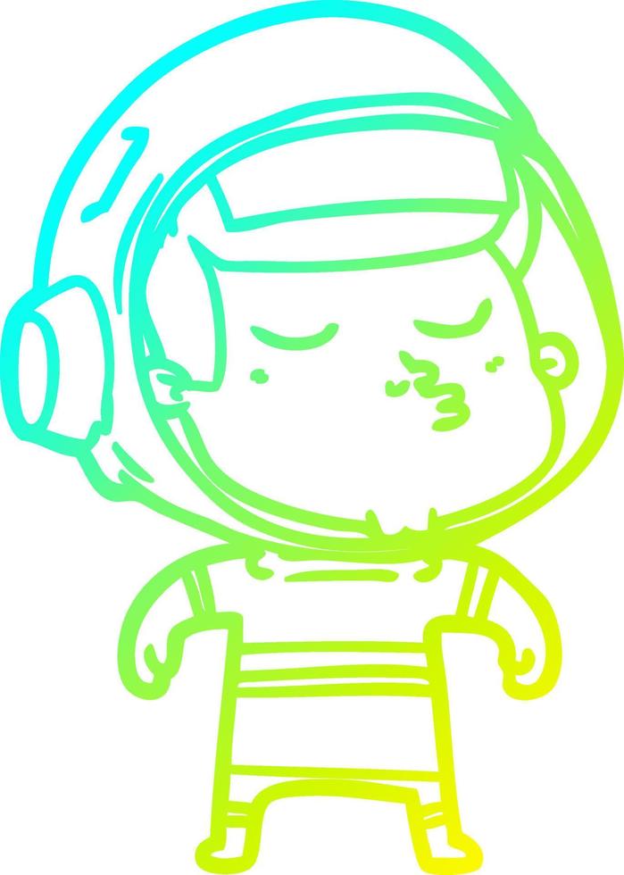 cold gradient line drawing cartoon confident astronaut vector