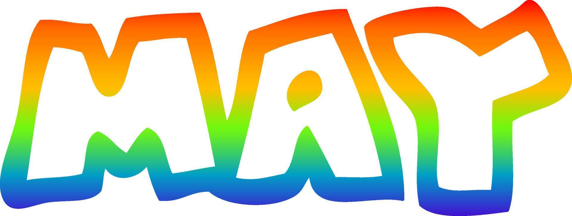 rainbow gradient line drawing cartoon month of may vector