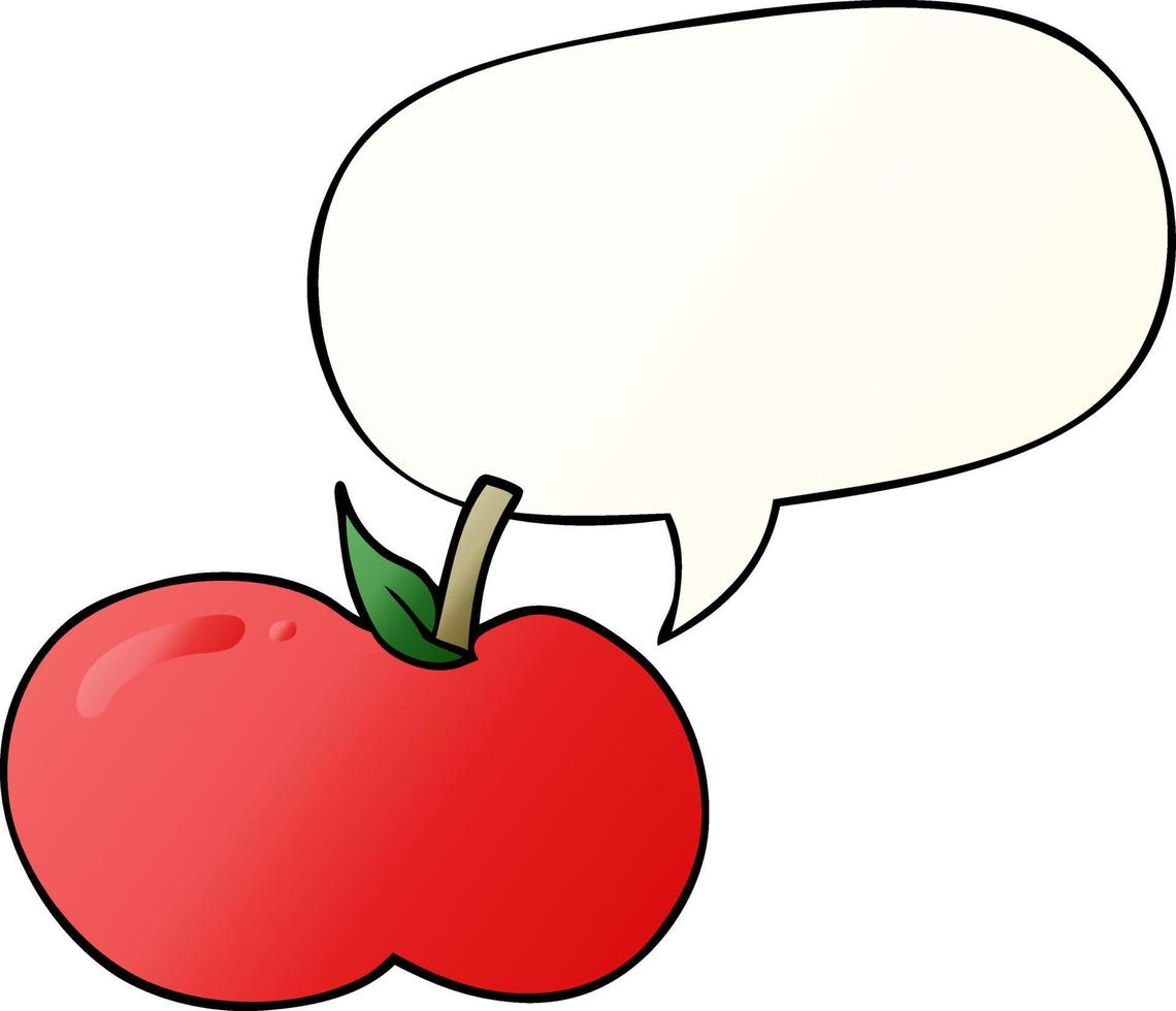 cartoon apple and speech bubble in smooth gradient style vector