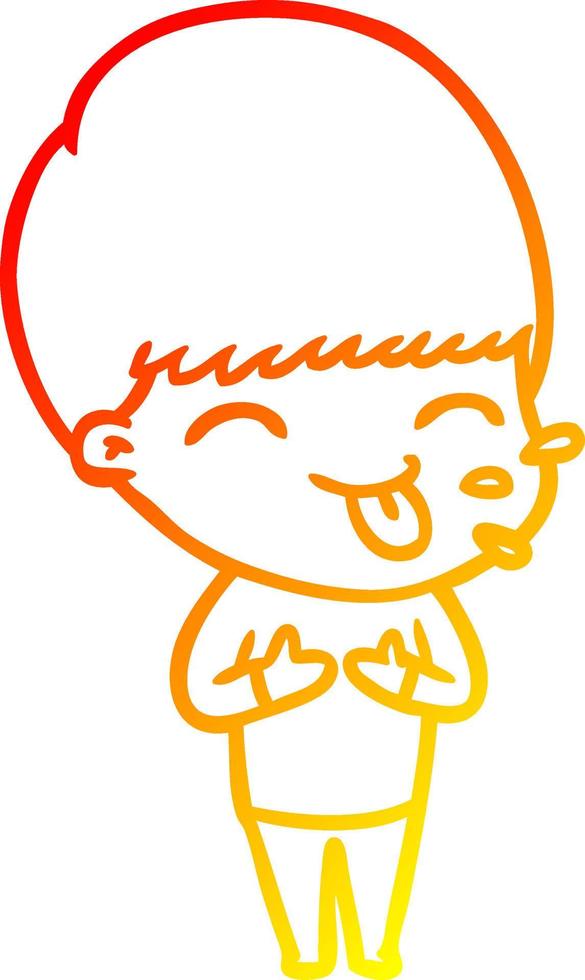 warm gradient line drawing funny cartoon boy vector