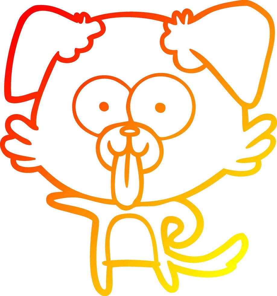 warm gradient line drawing cartoon dog with tongue sticking out vector