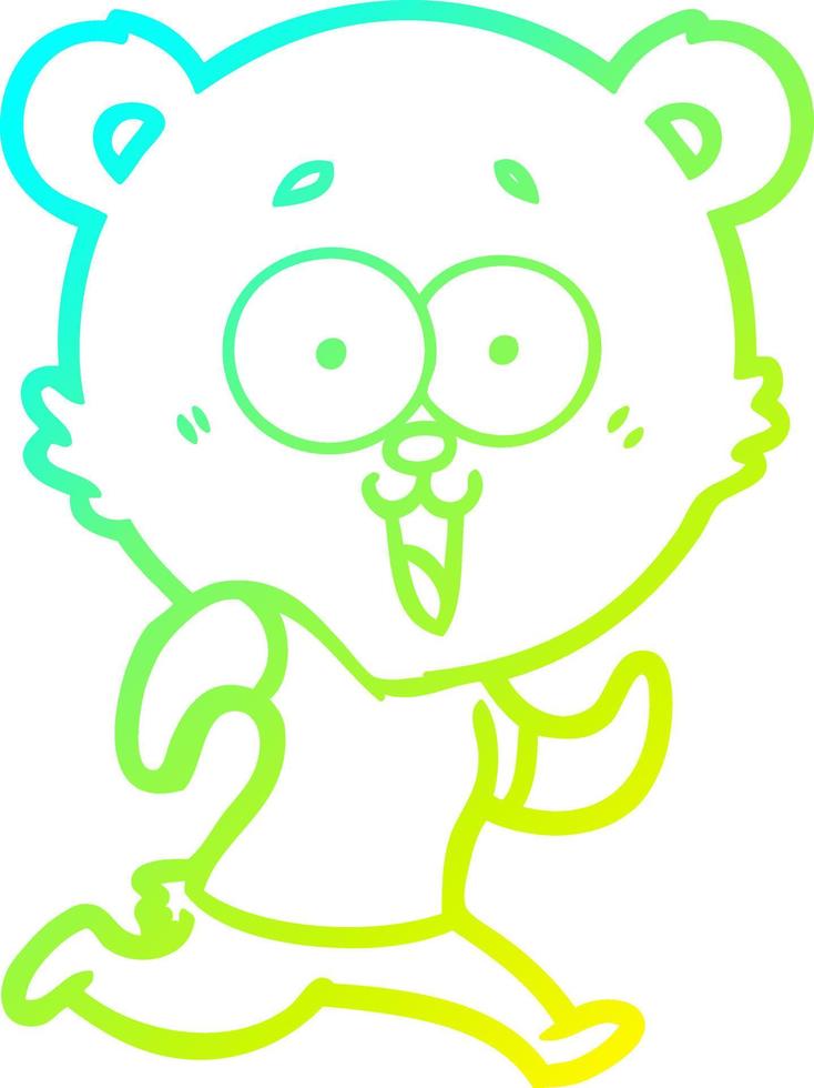 cold gradient line drawing laughing teddy  bear cartoon vector