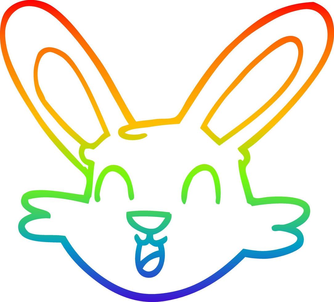 rainbow gradient line drawing cartoon cute bunny vector