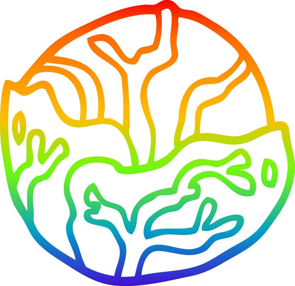 rainbow gradient line drawing cartoon cabbage vector
