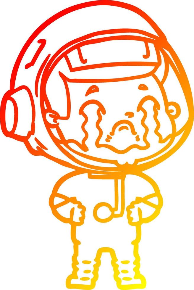 warm gradient line drawing cartoon crying astronaut vector