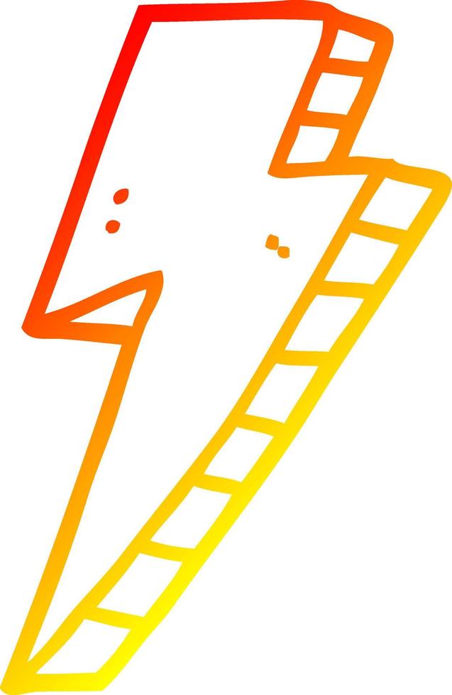 warm gradient line drawing cartoon lightning bolt vector