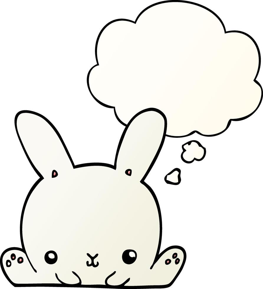 cartoon rabbit and thought bubble in smooth gradient style vector