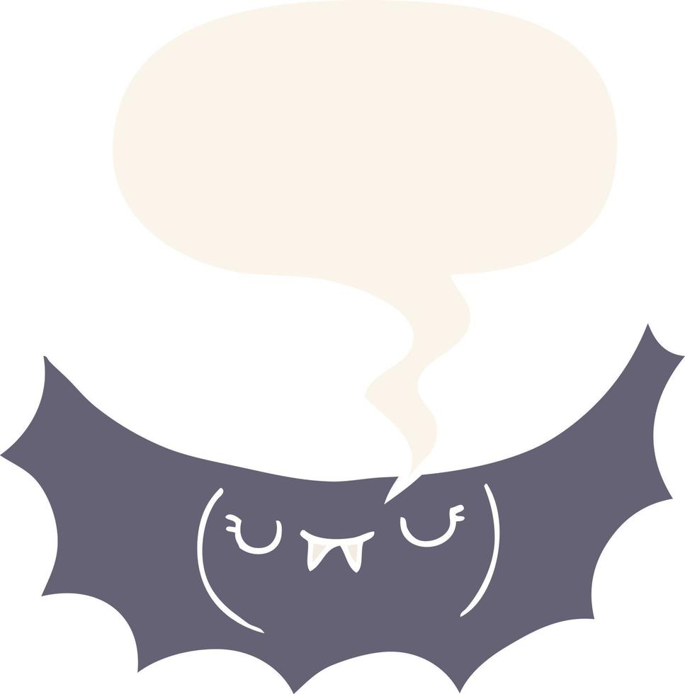 cartoon vampire bat and speech bubble in retro style vector