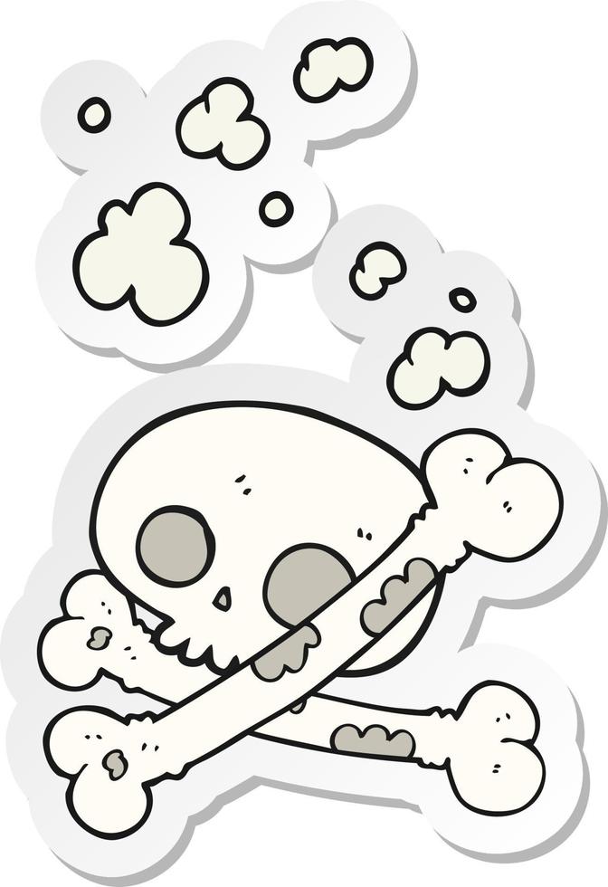 sticker of a cartoon old pile of bones vector