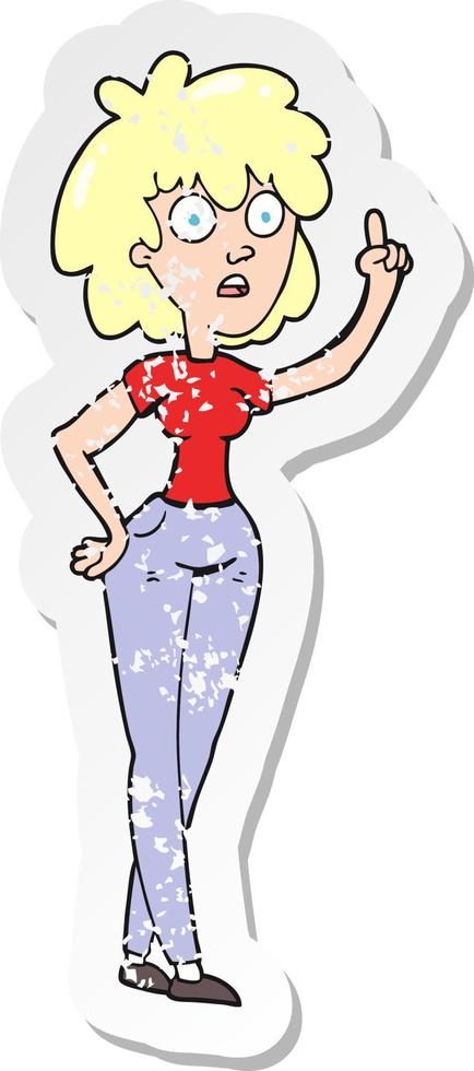 retro distressed sticker of a cartoon woman vector