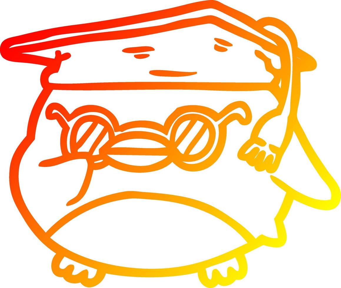 warm gradient line drawing clever old owl vector