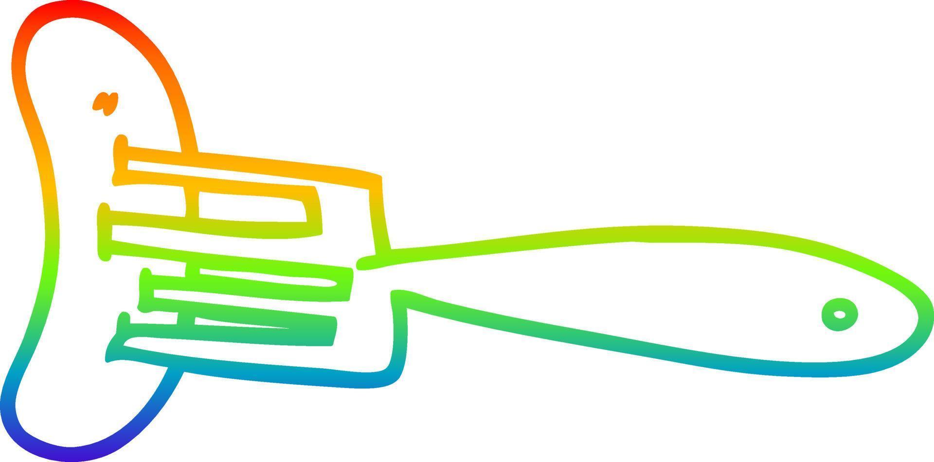 rainbow gradient line drawing cartoon banger on fork vector
