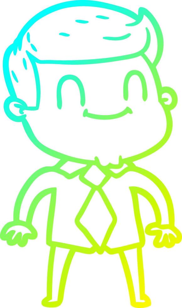 cold gradient line drawing cartoon friendly man vector