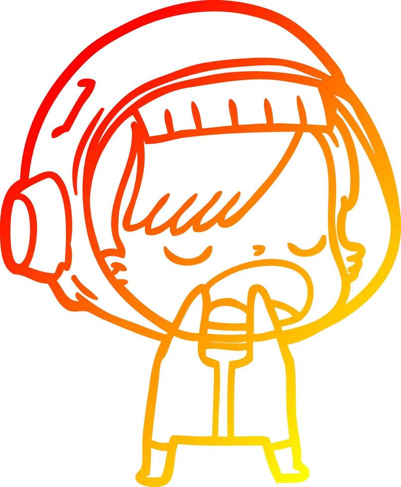 warm gradient line drawing cartoon astronaut woman explaining vector