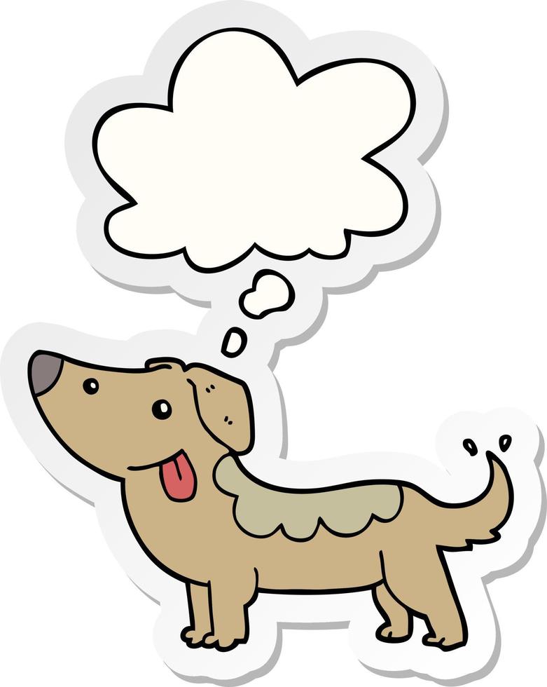 cartoon dog and thought bubble as a printed sticker vector