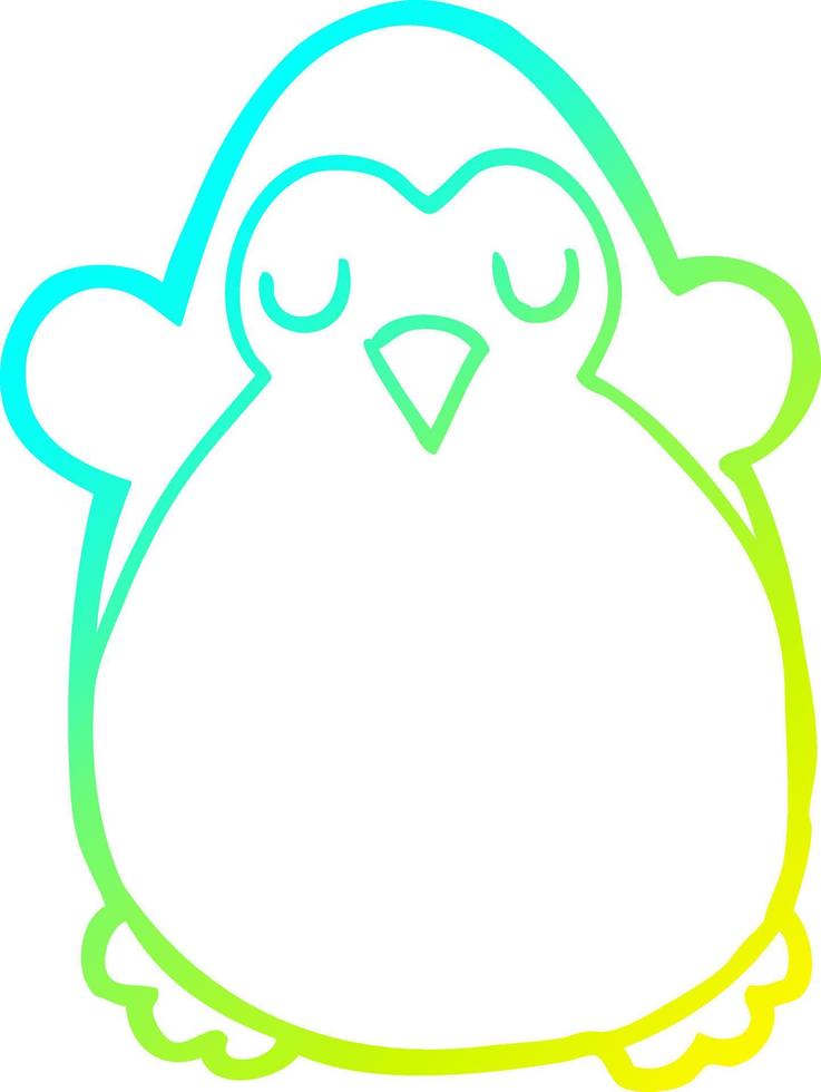 pingüino de dibujos animados de dibujo de línea de gradiente frío vector