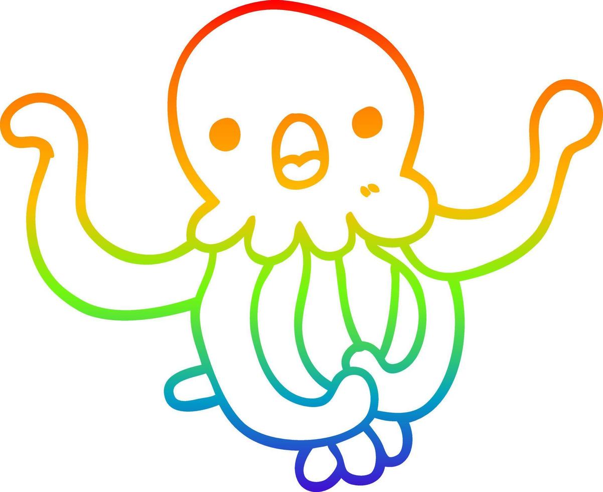 arco iris gradiente línea dibujo dibujos animados medusas vector
