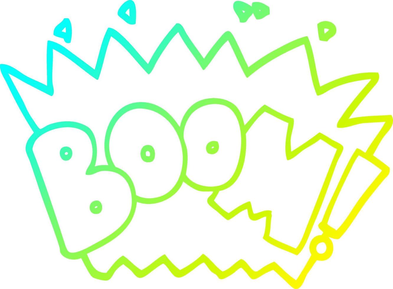 cold gradient line drawing cartoon word boom vector
