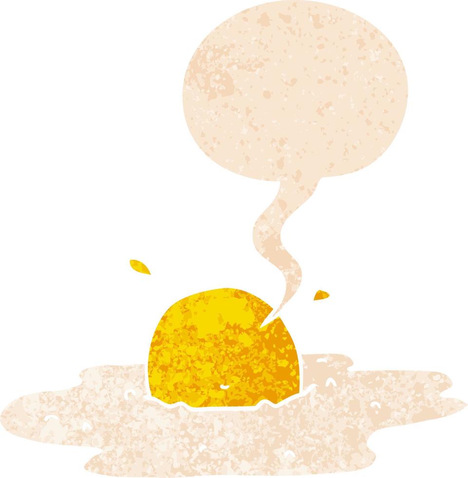 cartoon fried egg and speech bubble in retro textured style vector