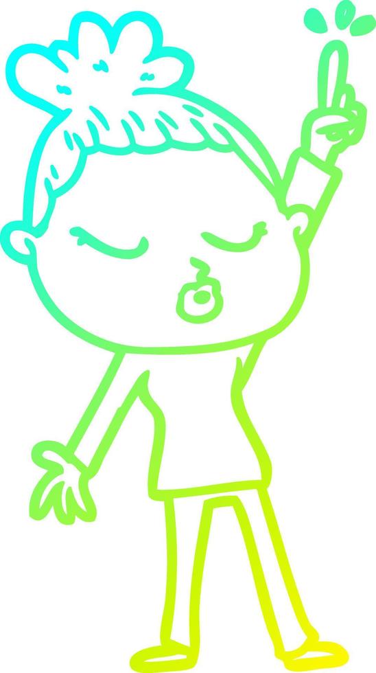 cold gradient line drawing cartoon calm woman vector