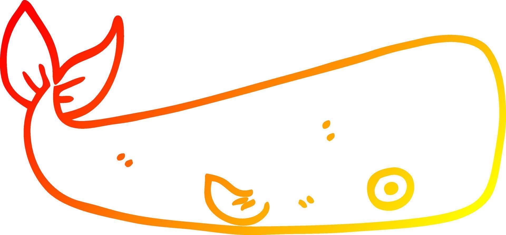 línea de gradiente cálido dibujo ballena marina de dibujos animados vector