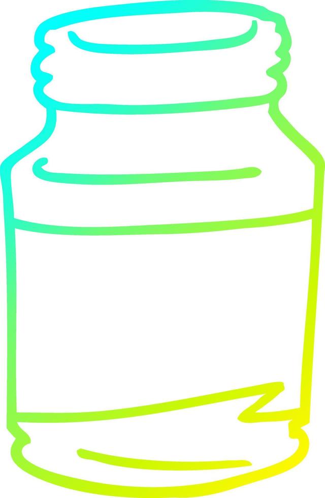 cold gradient line drawing cartoon pill jar vector