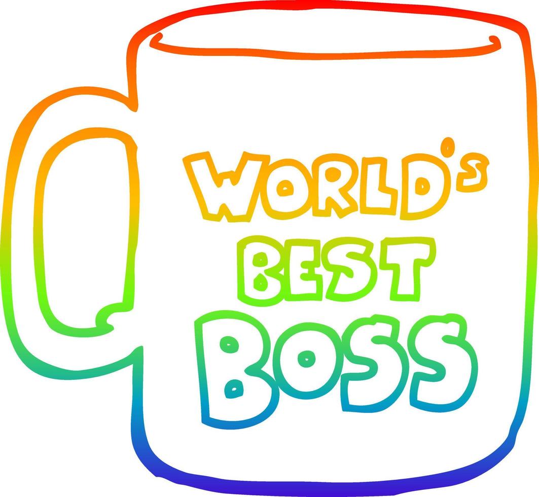 rainbow gradient line drawing worlds best boss mug vector