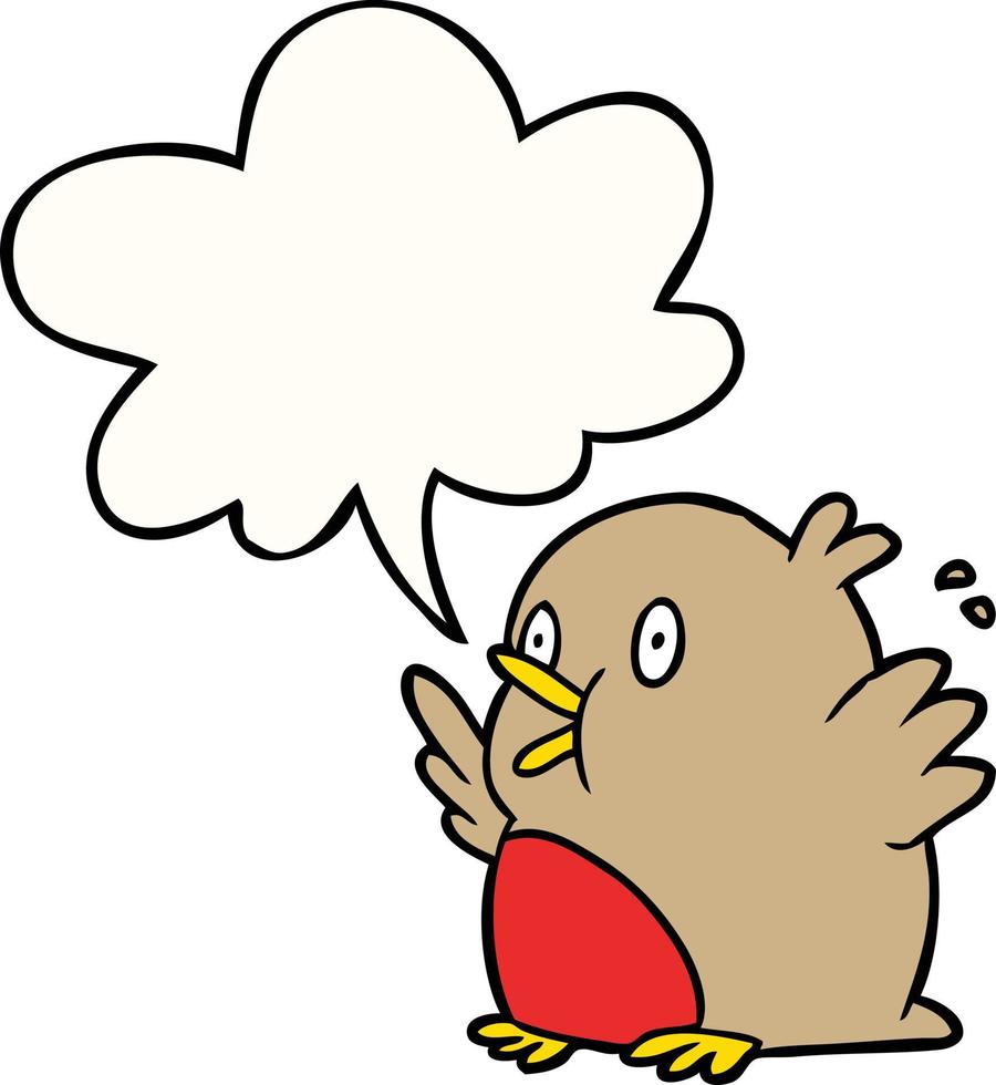 cartoon over excited robin and speech bubble vector