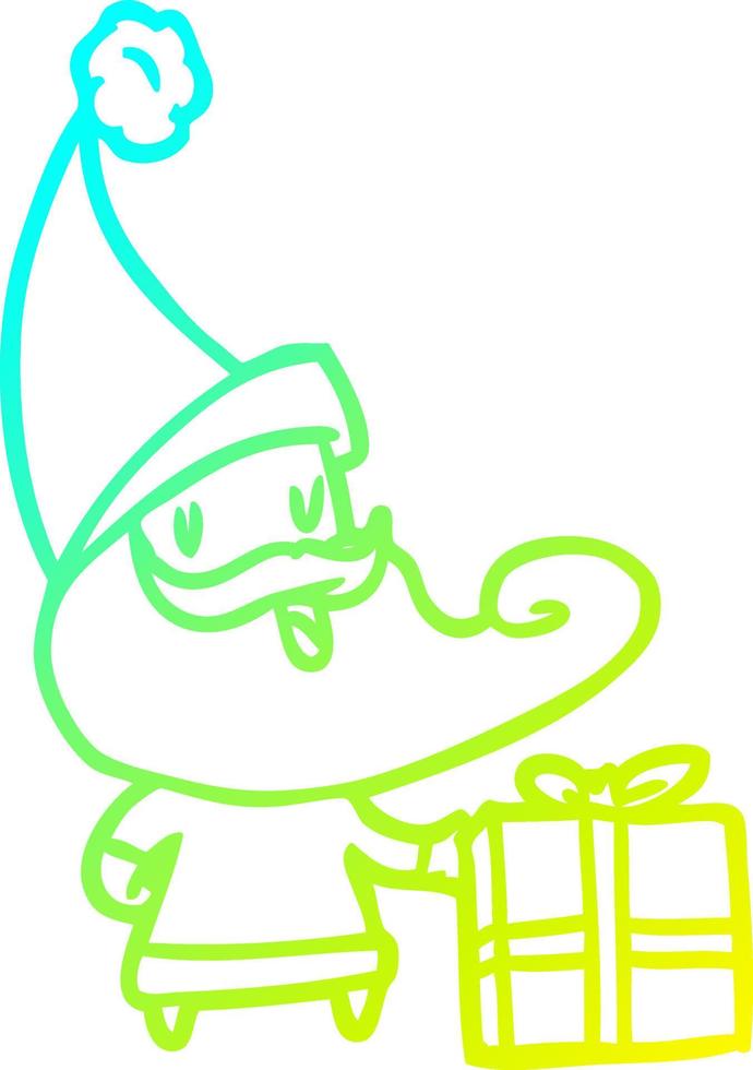 cold gradient line drawing santa claus vector