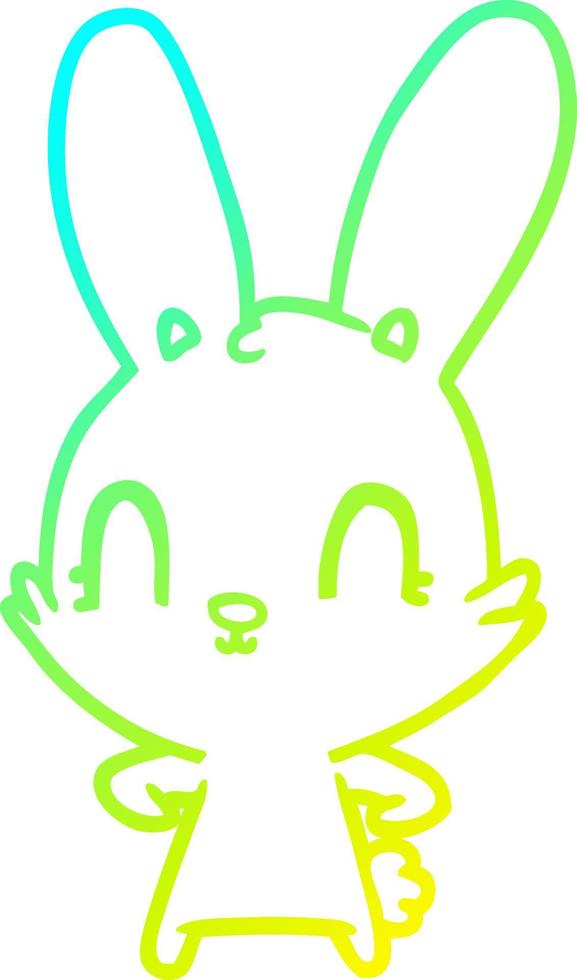 cold gradient line drawing cute cartoon rabbit vector