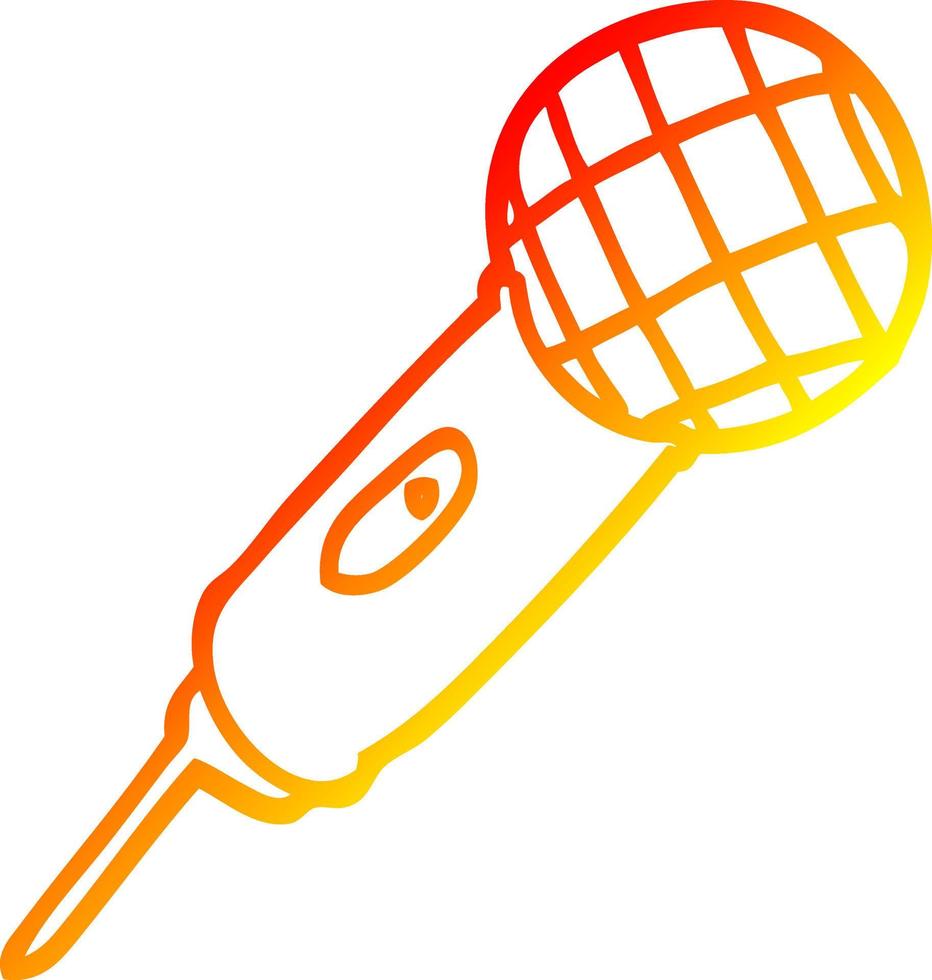 warm gradient line drawing cartoon microphone vector