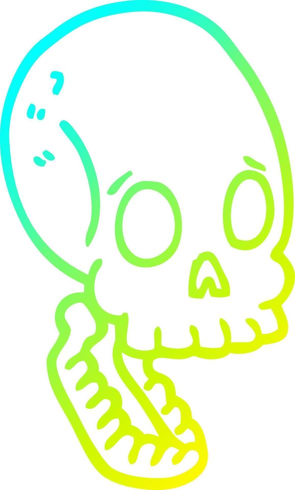 cold gradient line drawing cartoon skull vector