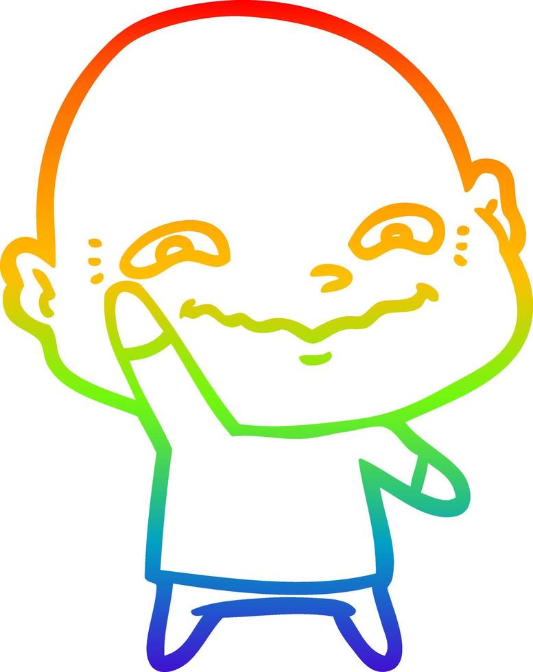 rainbow gradient line drawing cartoon creepy guy vector