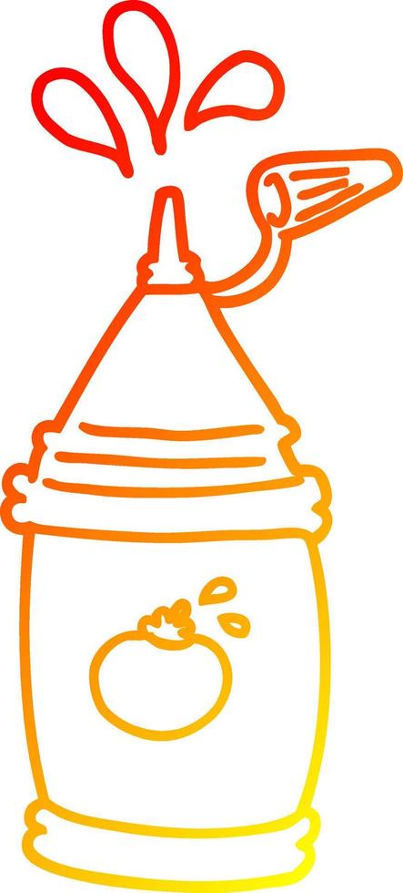 warm gradient line drawing cartoon ketchup bottle vector