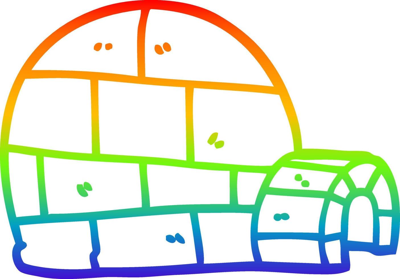 rainbow gradient line drawing cartoon winter igloo vector