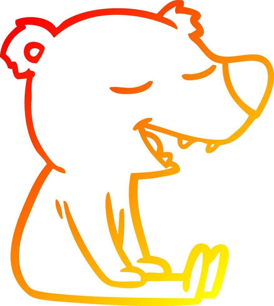 warm gradient line drawing cartoon bear vector