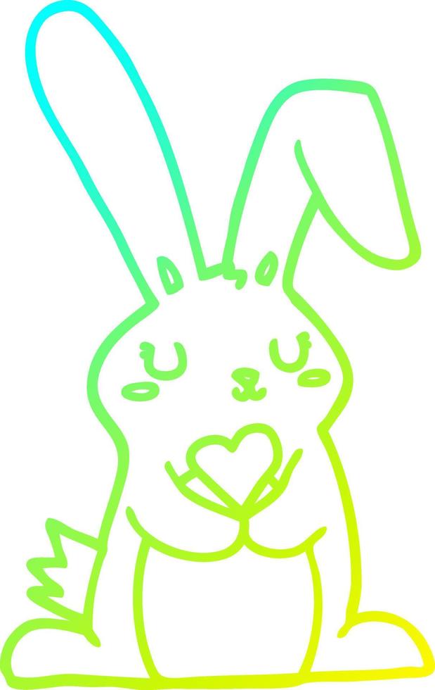 cold gradient line drawing cartoon rabbit in love vector