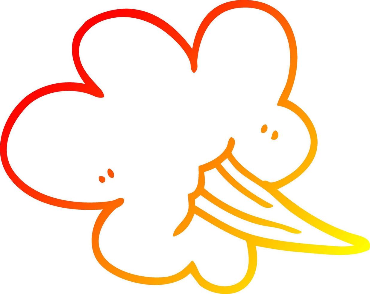 warm gradient line drawing cartoon whooshing cloud vector