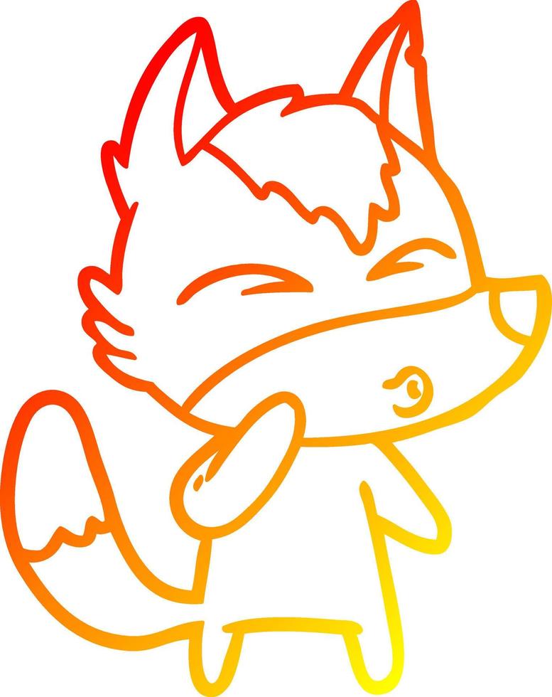 warm gradient line drawing cartoon wolf whistling vector