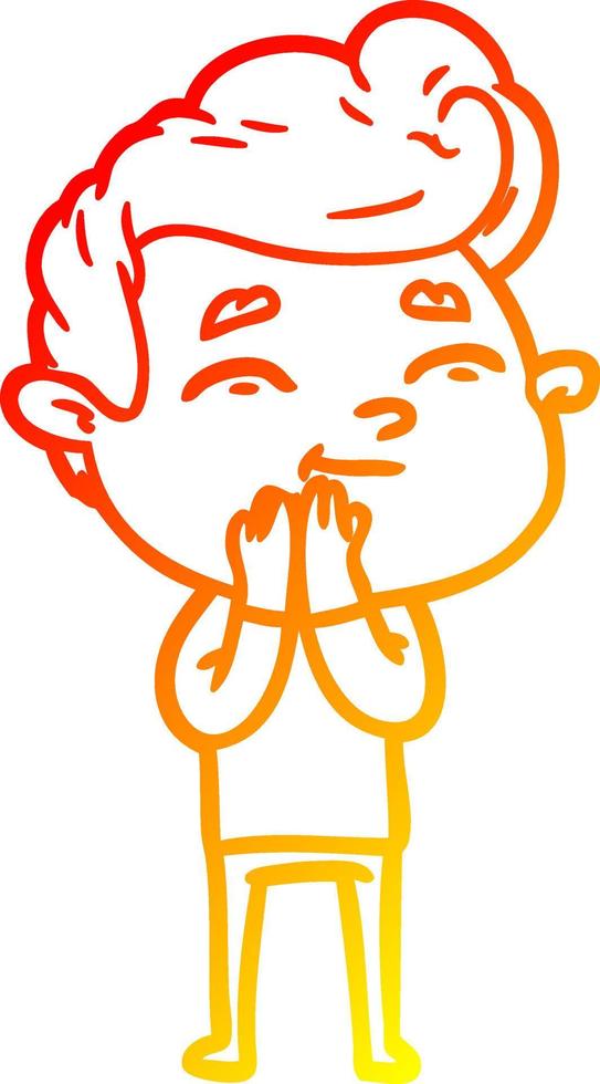 warm gradient line drawing happy cartoon man vector