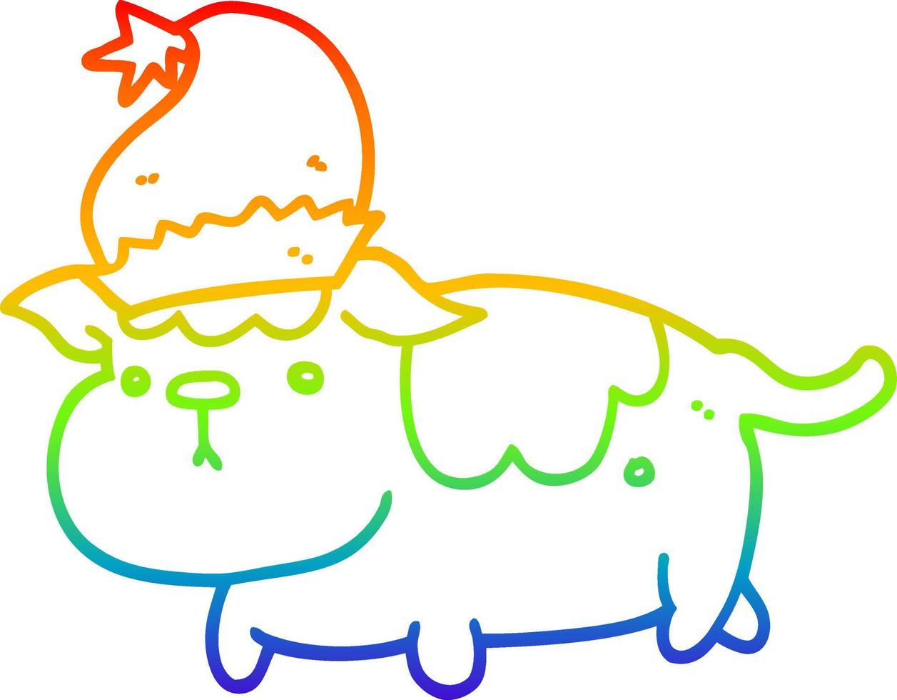 rainbow gradient line drawing cute christmas dog vector