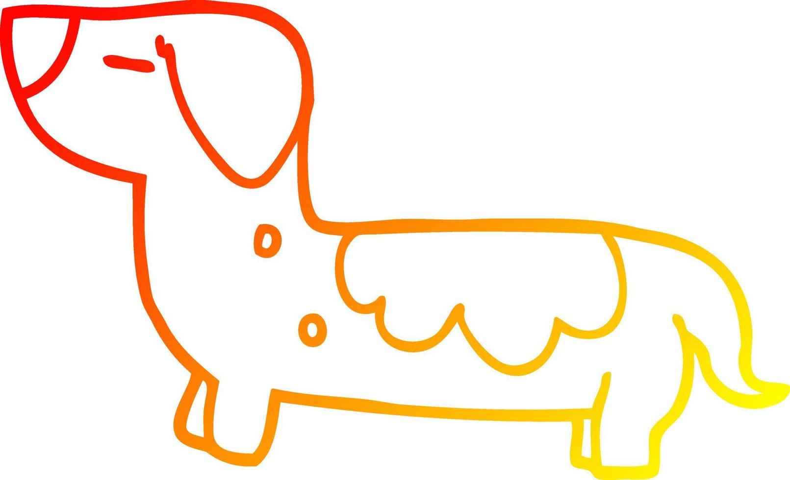 warm gradient line drawing cartoon dog vector