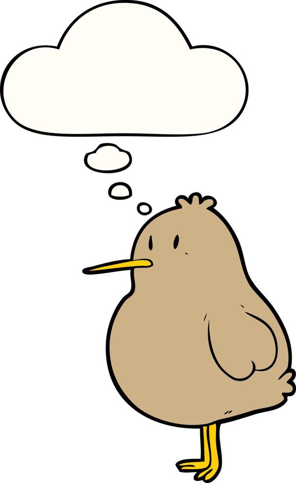 cartoon kiwi bird and thought bubble vector