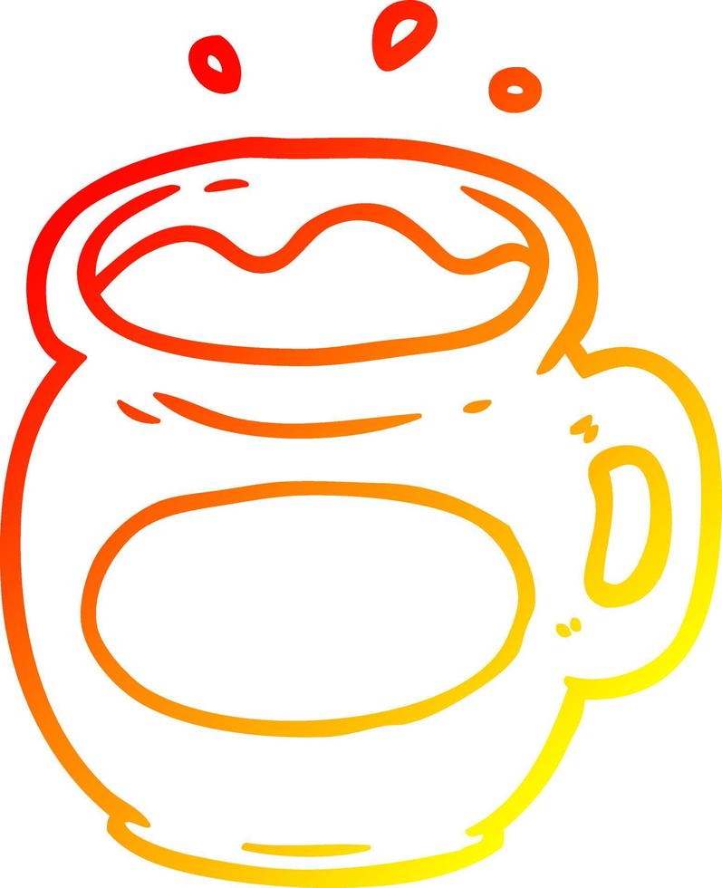 warm gradient line drawing mug of coffee vector