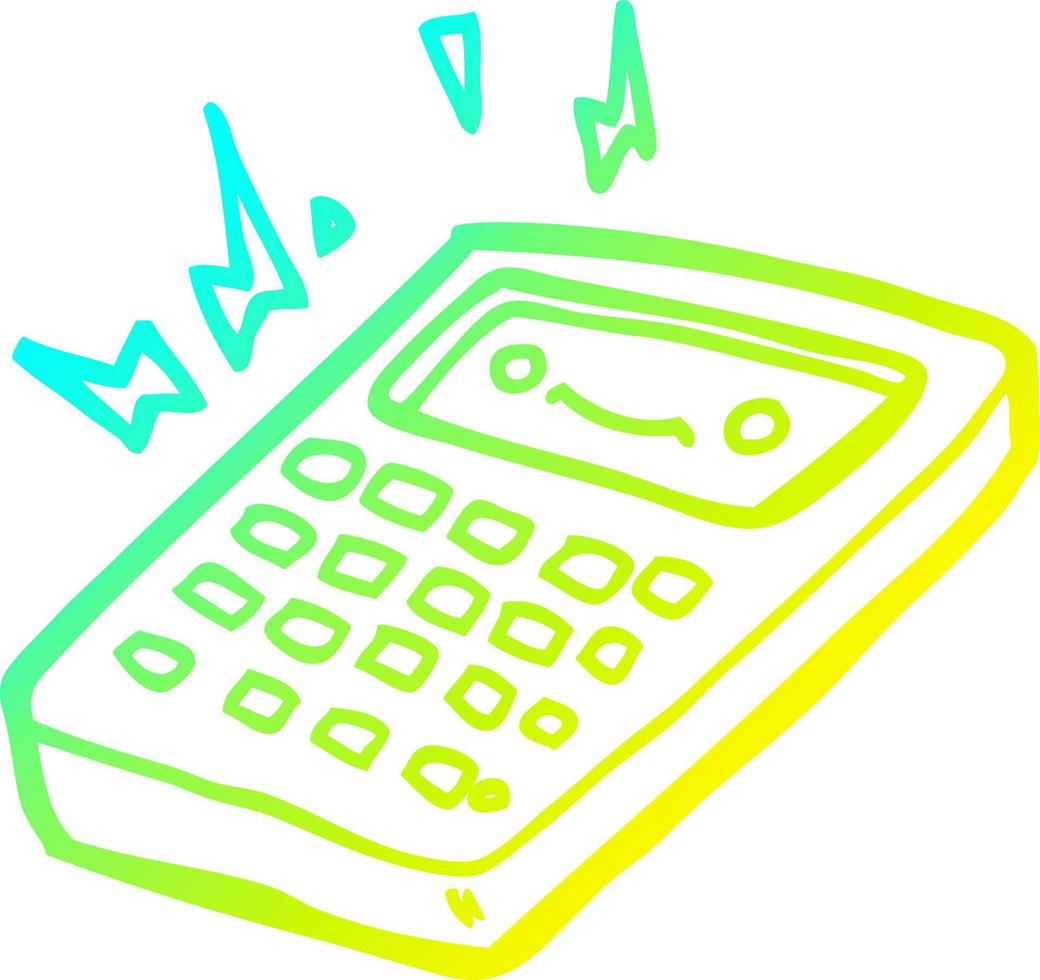 cold gradient line drawing cartoon calculator vector