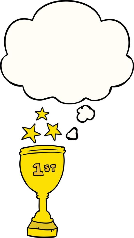 cartoon sports trophy and thought bubble vector