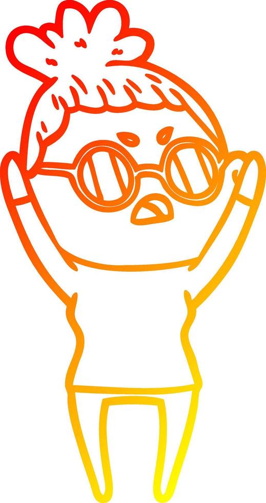 warm gradient line drawing cartoon annoyed woman vector
