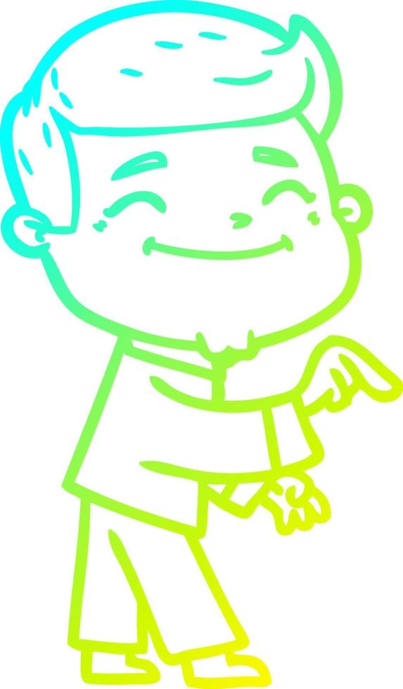 cold gradient line drawing happy cartoon man vector