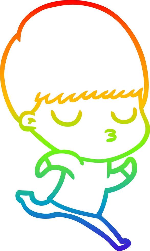 rainbow gradient line drawing cartoon calm boy vector