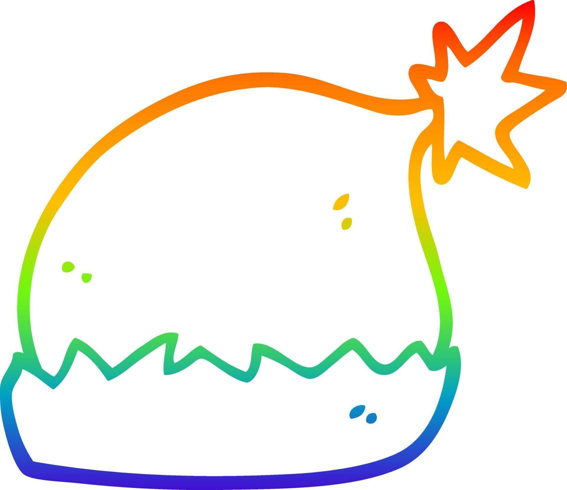 rainbow gradient line drawing cartoon santa hat vector
